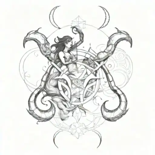 mix of zodiac sign Gemini, pisces, Capricorn tattoo design idea