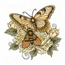 chrysanthemum and moth tattoo design idea