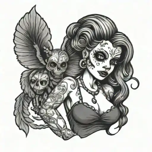 sexy woman voodoo doll tattoo design idea