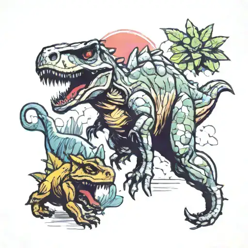 jurassic park dinosaurs tattoo design idea