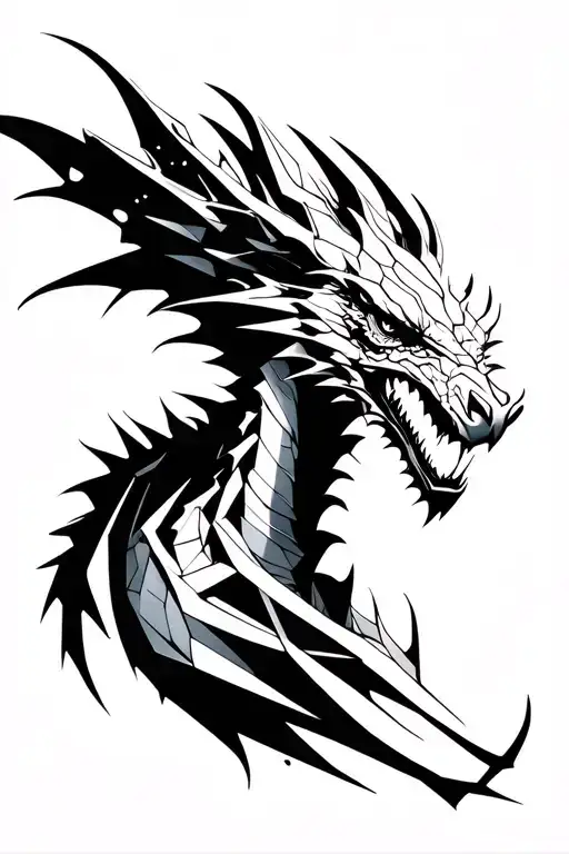 Cyberpunk Dragon dead tattoo design idea