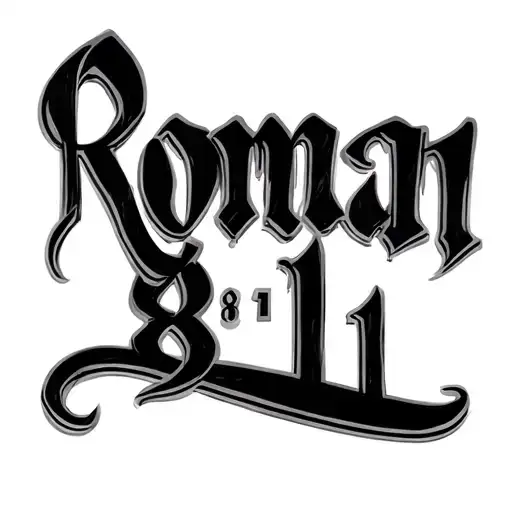 "Roman 8:11" text tattoo design idea