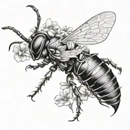 earwig anatomy flowers tattoo design idea