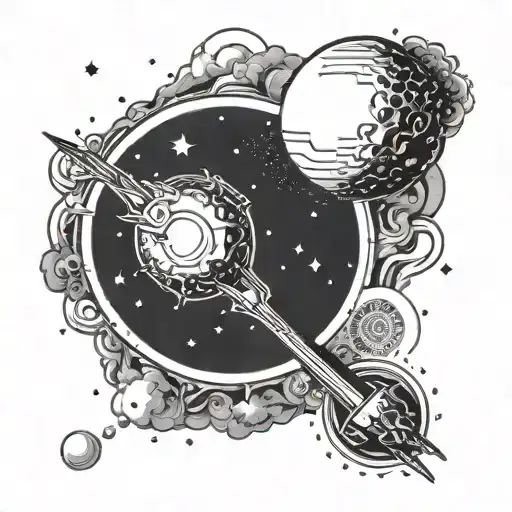 mercury The Milky Way with sun shining tattoo design idea