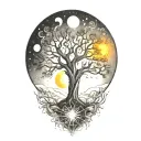 tree of life and sun and moon  tattoo design idea