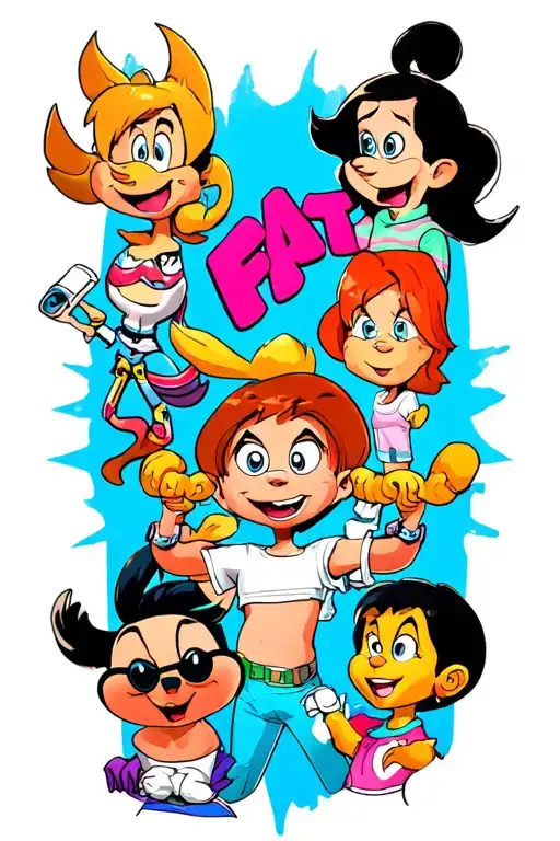 pop culture sleeve of 90 Nickelodeon cartoons tattoo design idea