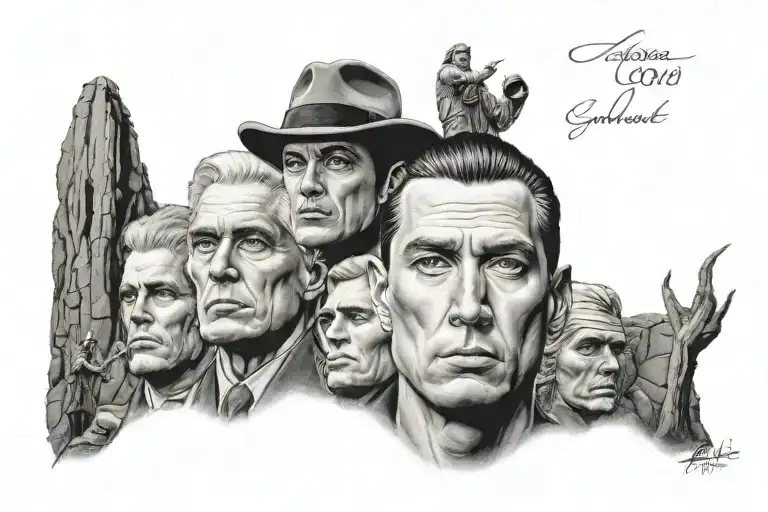 upchurch, yelawolf, eminem, kid rock mount rushmore inspired tatoo tattoo design idea
