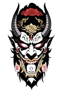 Demon mask with horns tattoo design idea