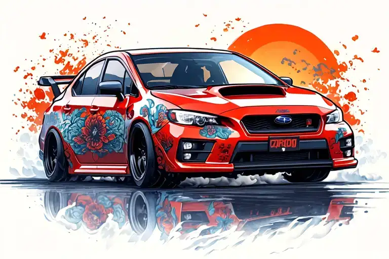 Subaru WRX STi car drifting tattoo design idea