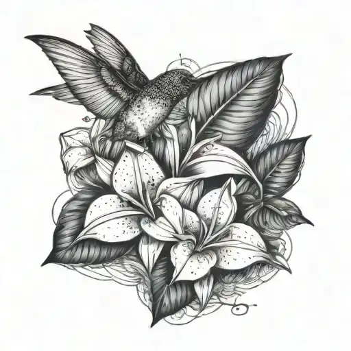 map of guyana - hummingbird - frangipani flower - ibiscus tattoo design idea