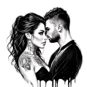 A sketch of a couple tattoo in the style of the film ‘Fast and Furious’. tattoo design idea