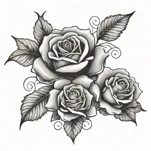 hearts and roses blooming tattoo design idea