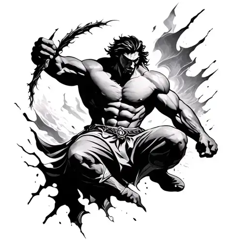 Samson breaking free tattoo design idea