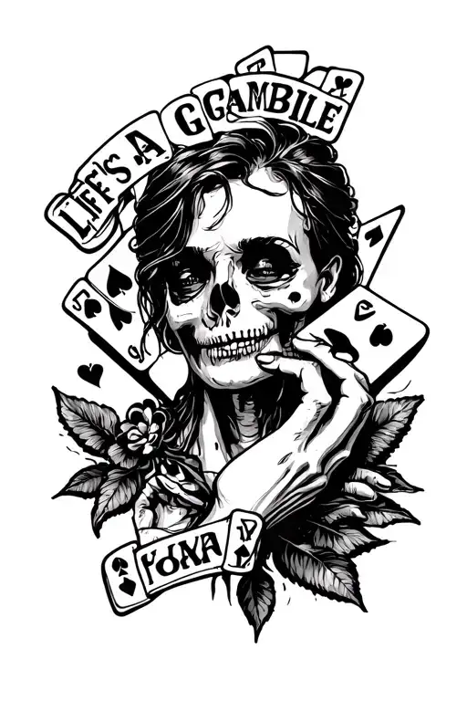 life's a gamble addiction pain tattoo design idea