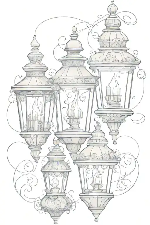 3 lanterns from the movie Tangled Sun logo tattoo design idea