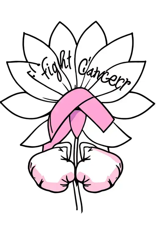 The breast cancer ribbon would be the head flower, the "fight cancer" sentence the stem and the boxing gloves at the bottom of the stem tattoo design idea