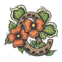 horseshoe with four leaf clover tattoo design idea