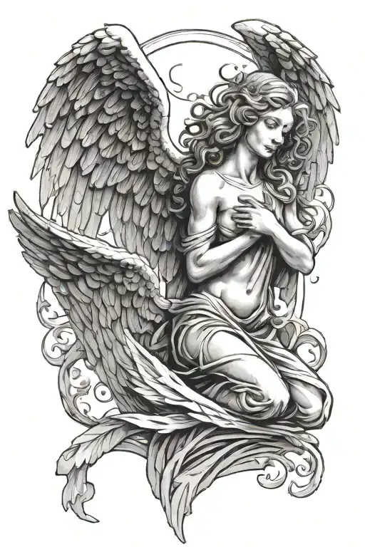 angel beginning to cry tattoo design idea