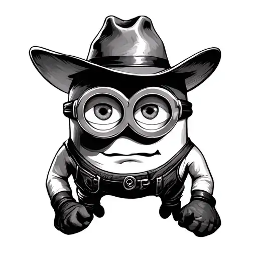 one-eyed cowboy minion tattoo design idea