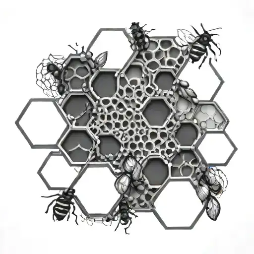 hive cells linked to the French hexagon which merges into one and disappears tattoo design idea