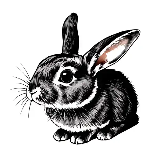 Dutch rabbit, black an white tattoo design idea