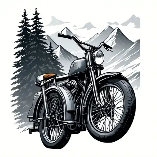 bikes mountains beers tattoo design idea