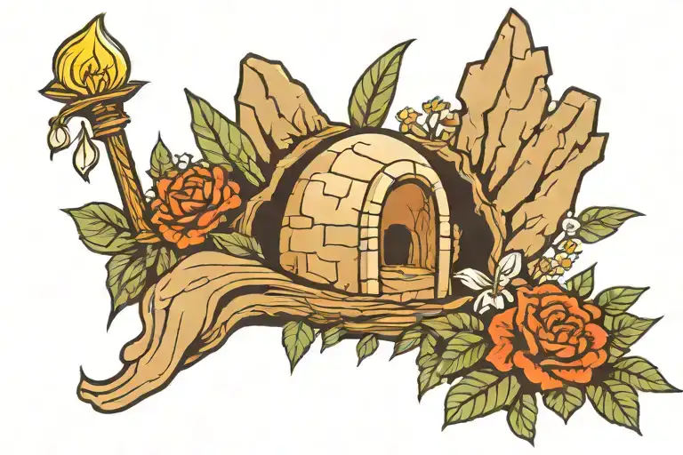 empty tomb tattoo design idea