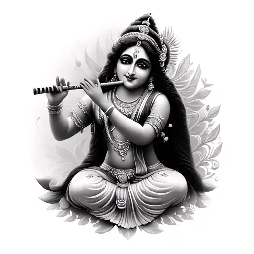 Radha Krishna playing the flute tattoo design idea