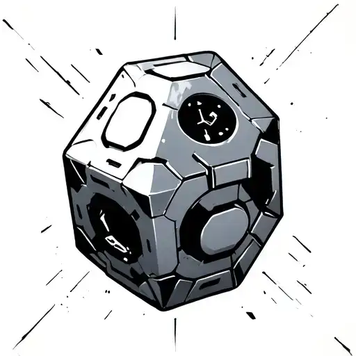companion cube from portal tattoo minimal 2d tattoo design idea