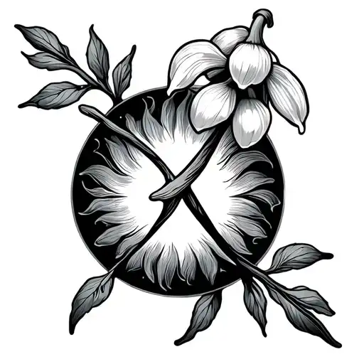 snow drop flower and aquarius zodiac sign tattoo design idea