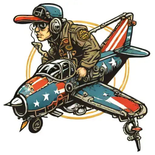 patriotic pilot tattoo design idea