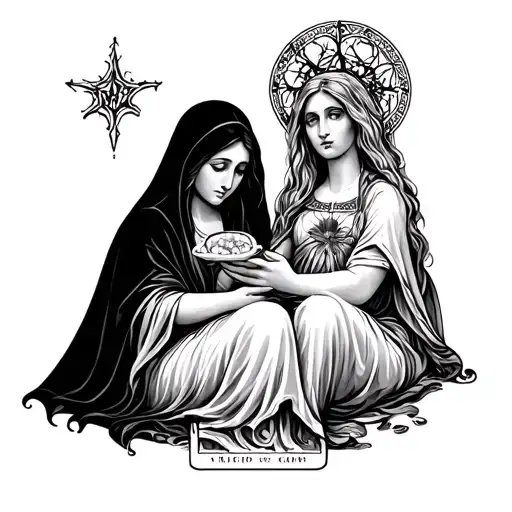 maiden mother crone in tarot cards  tattoo design idea