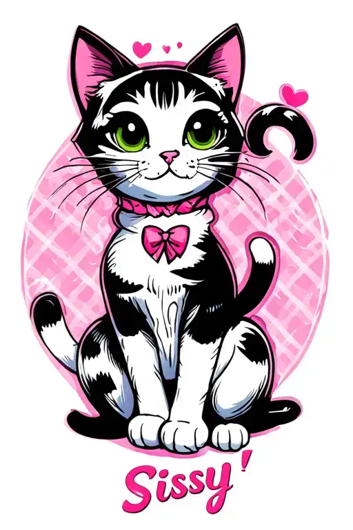 "Sissy" Pretty kitty tattoo design idea