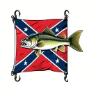 Confederate flag with treble hooks and catfish tattoo tattoo design idea