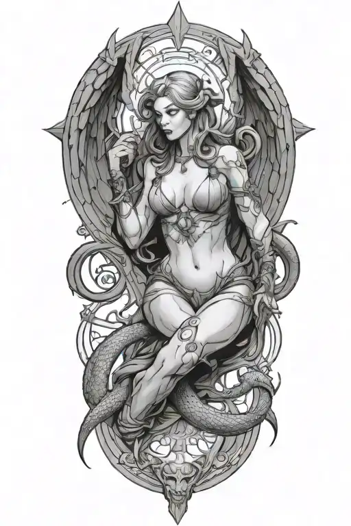 diablo iv lilith tattoo with snakes tattoo design idea