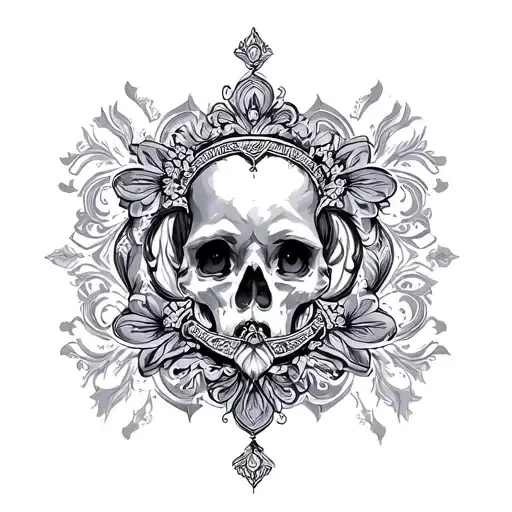 arabe ornement and baroque style tattoo design idea