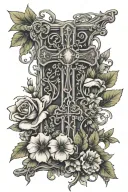 cross rapped in vines and flowers blooming with bible verses  tattoo design idea