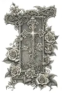 cross rapped in vines and flowers blooming with bible verses  tattoo design idea