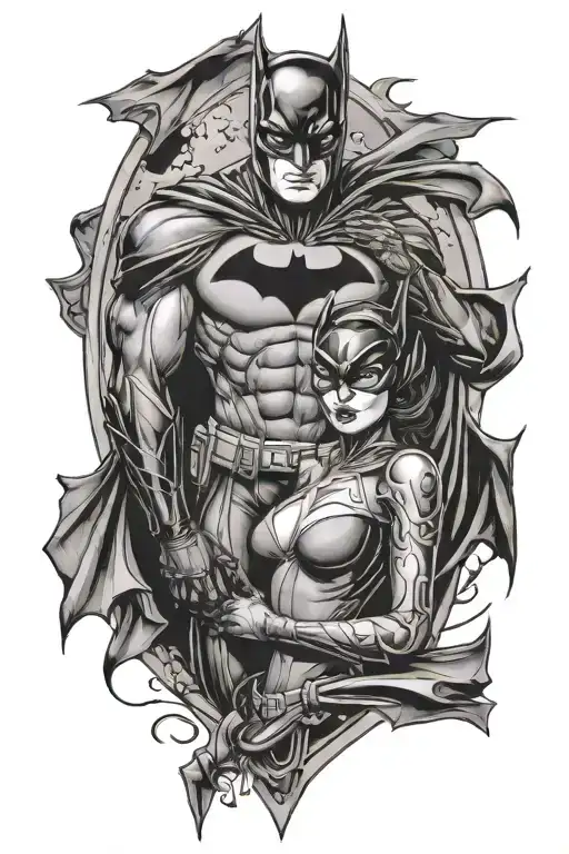 Batman and Catwoman tattoo design idea