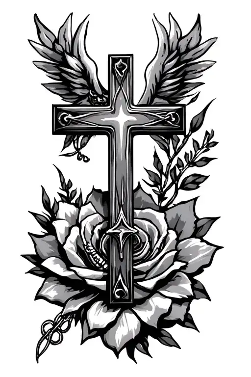 tattoo cover up for cross with necklace in arm tattoo design idea