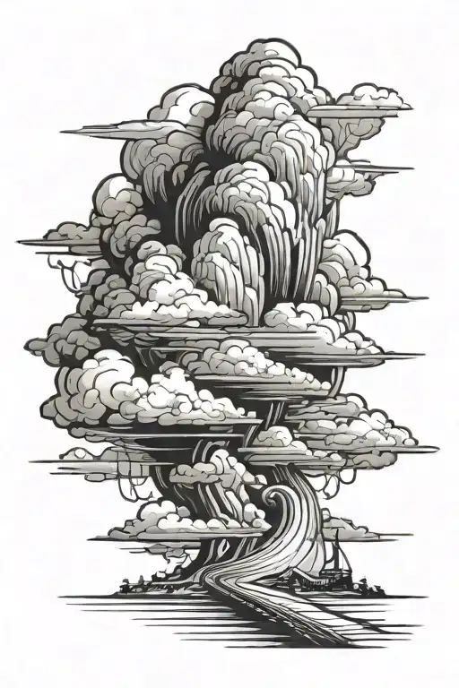 road dark clouds tattoo design idea