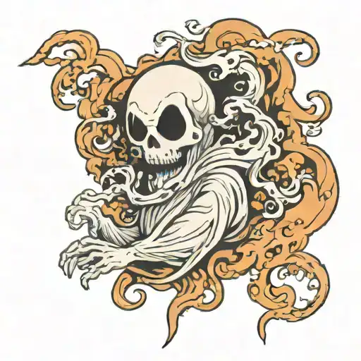 ghost coming out of smoke tattoo design idea