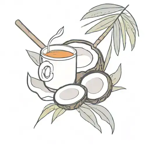 coconut and tea xup tattoo design idea