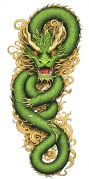 chinese wood dragon wrapped featuring elements of strength wisdom fairness with forest and wood elements tattoo design idea