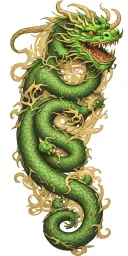 chinese wood dragon wrapped featuring elements of strength wisdom fairness with forest and wood elements tattoo design idea