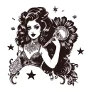goth pinup girl tattoo design idea