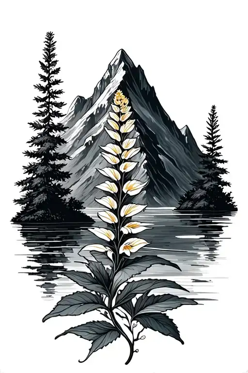 hyssop and mustard mountain peak tattoo design idea