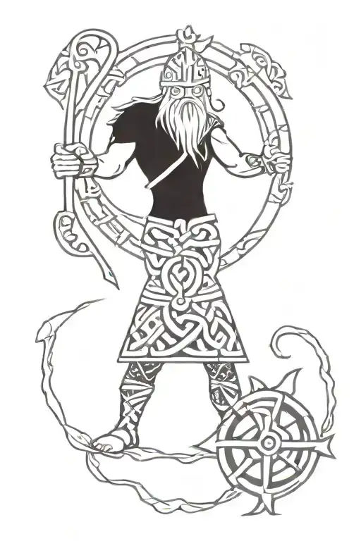 celtic thor and vegvisir tattoo design idea