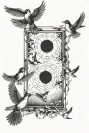 portal and birds flying tattoo design idea