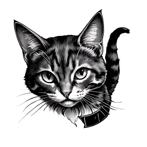 old school halloween cat tattoo design idea